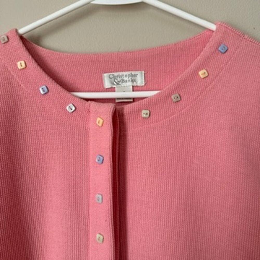Christopher & Banks Cardigan Sweater Womens SMALL Pink Pastel Easter Spring - Picture 6 of 14